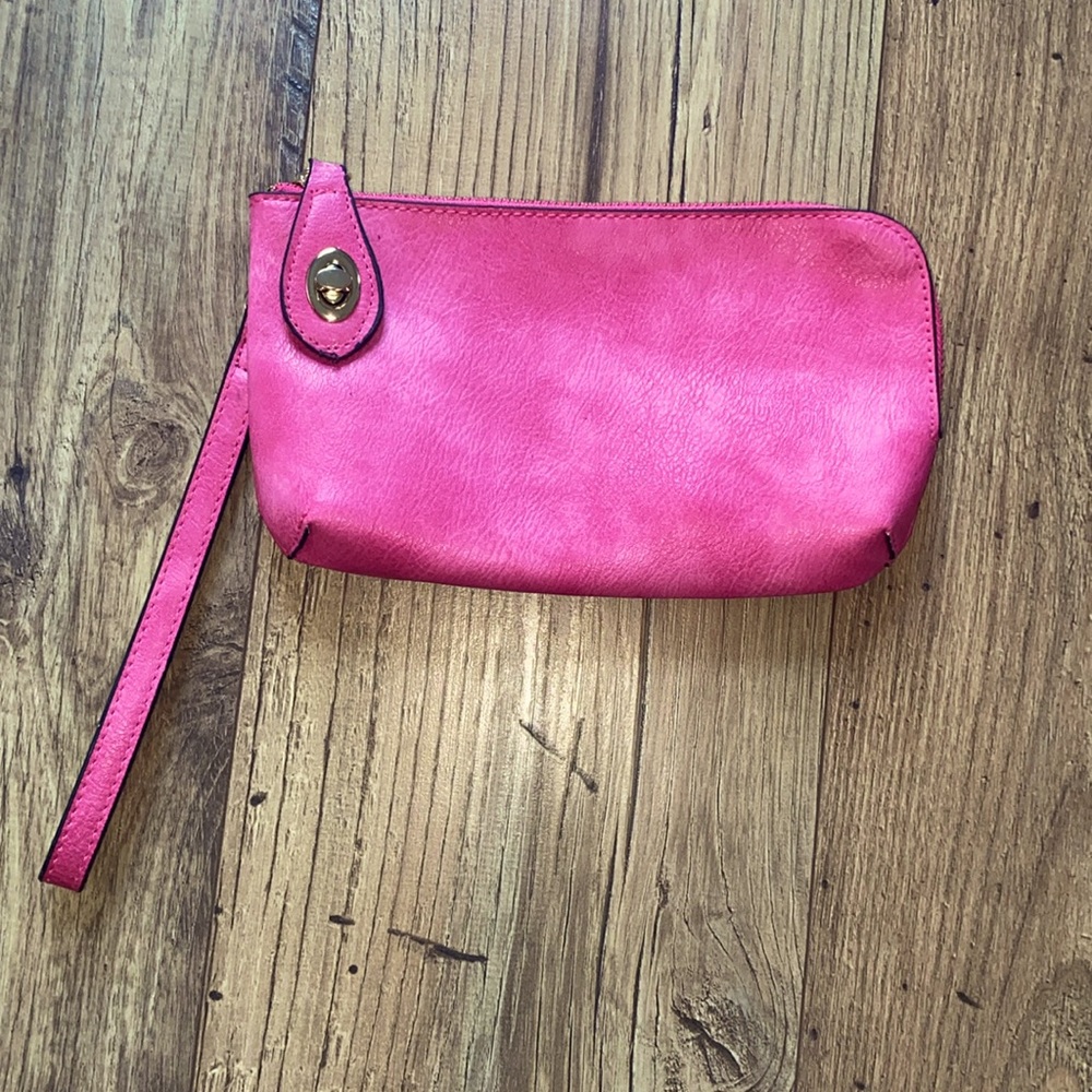 Hot Pink Faux Leather Twist Clutch